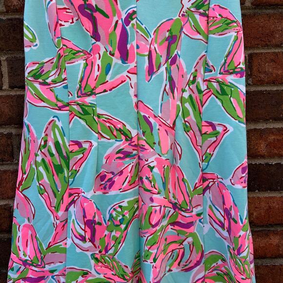 Lilly Pulitzer Briella In The Vias Fit & Flare Posh Ponte Pink Turquoise Dress M - Picture 5 of 14